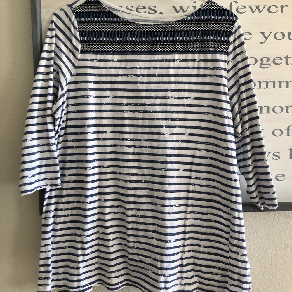 Embroidered top striped tunic